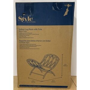 Style Selections 3730325 Indoor Log Rack‎ w/ Tote Black Holds 25lbs Foldable
